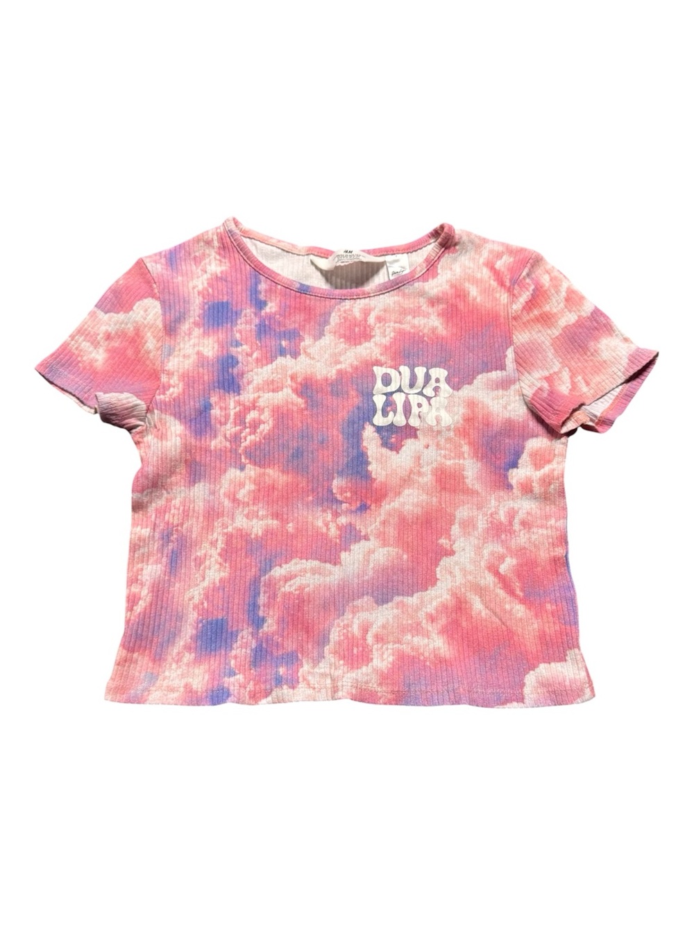 &M Girls Dua Lipa Ribbed Tie Dye Graphic Tee Size 12-14Y Pink Purple